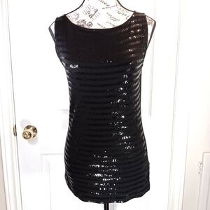 Suzy Shier Sequin Top Blouse Sleeveless Dressy Sequins Black Women's Size M NWOT